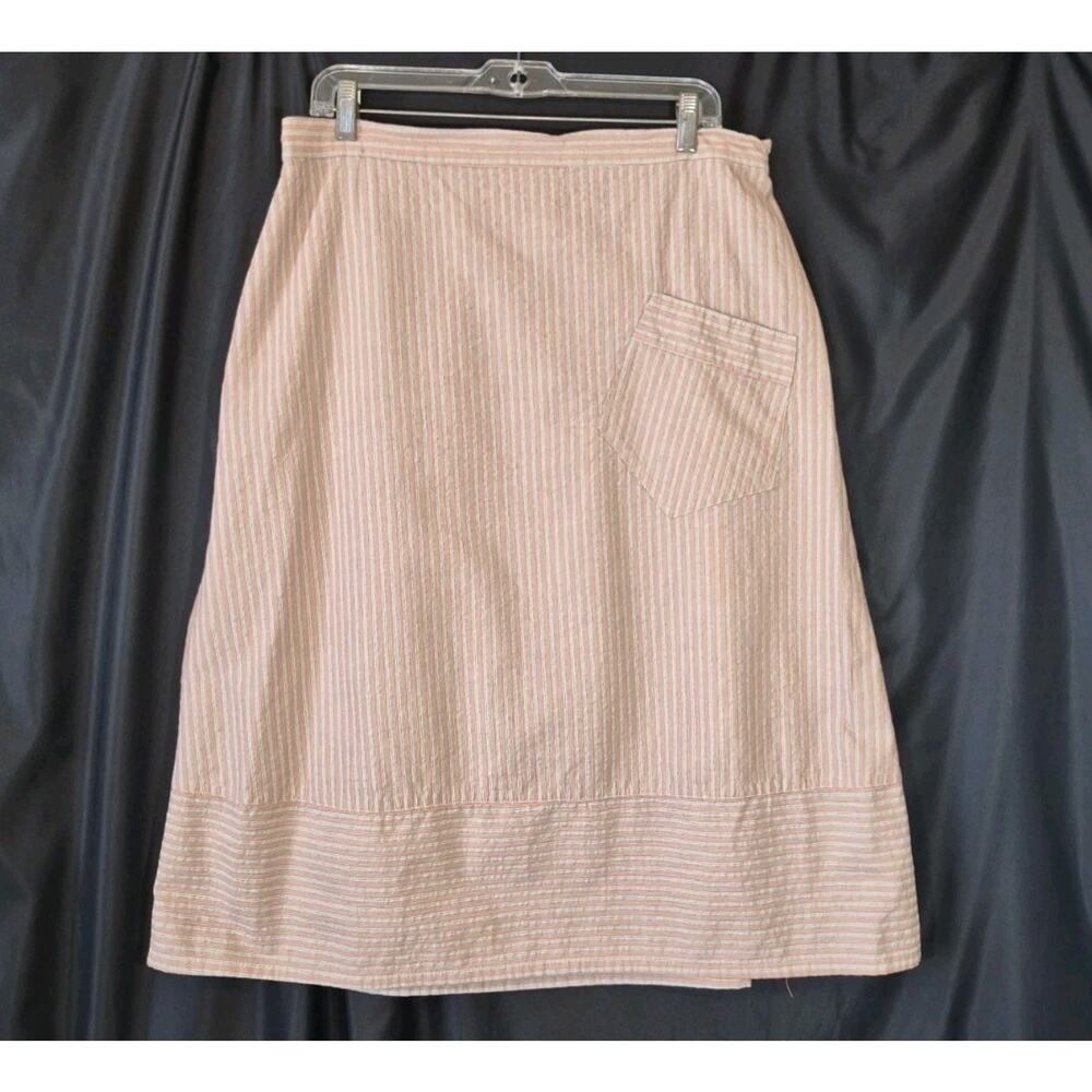 FLAX Mixed Stripe Diagonal Pocket Cotton Skirt Large